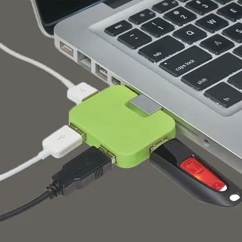 USB 2.0 Hub Kábelelosztó Hálózati adapter 4 portos színes összecsukható négyzet alakú elosztó többszörös bővítő