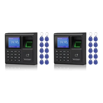 2X Biometrikus RFID beléptető rendszer RFID billentyűzet USB ujjlenyomat-rendszer Elektronikus munkaidő-nyilvántartó gép