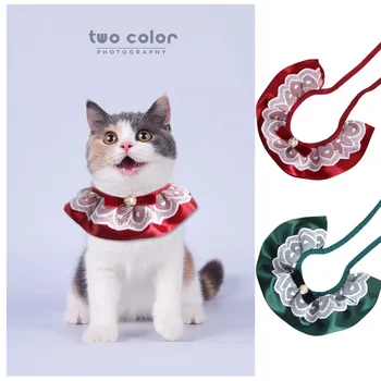 Divat Bowknot kisállat nyakörv csipke előke Aranyos csipke kisállat nyakörv vállpántos szép kutya macska nyaklánc dekorációs nyakörvek kis kutyának