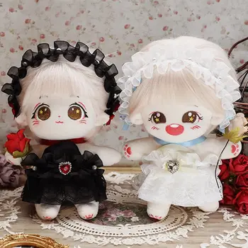 20cm pamutbaba Divat hercegnő esküvői szoknya plüss babák Ruhák fejpántos díszítéssel Szép babák kiegészítők