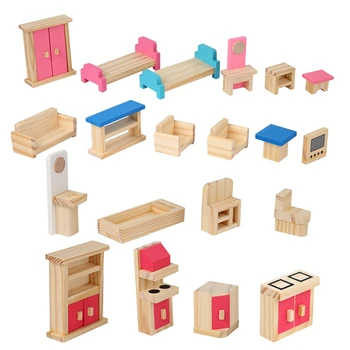 Fa baba bútor Mini fa bútorkészlet Babaház bútor Mini ház kiegészítők gyerekeknek A legjobb ajándék modell játékok
