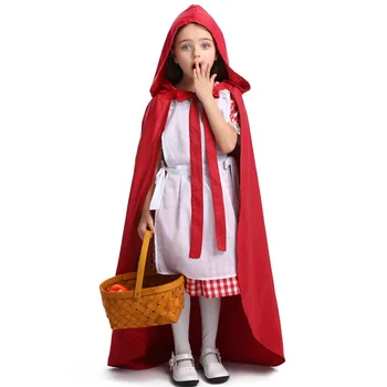 Gyermek Piroska Riding Hood köpeny Ruha Dráma Előadás Jelmezek Fantasia Party Girls Cosplay Halloween jelmez Díszes ruha