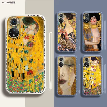 Phone Case For Honor 50 X7A X8A X9A puha szilikon tok Luxus színes harisnyatartó táska Gustav Klimt művészet