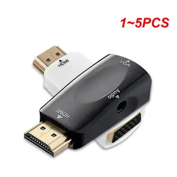 1 ~ 5DB HDMI-kompatibilis VGA kábel átalakító Férfi Famale átalakító adapter 3,5 mm-es jack audio 1080P PC-hez laptop táblagép