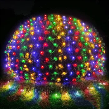 6X4M 672 LED Karácsonyi füzérek LED húr Karácsonyi hálófények Tündér karácsonyi party Kert Esküvői dekoráció Függönyfények