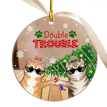 Karácsonyi lapos macskadíszek Hangulatos akril dísz macskamintával Téli szezonális dekorációk Kreatív táska medálok