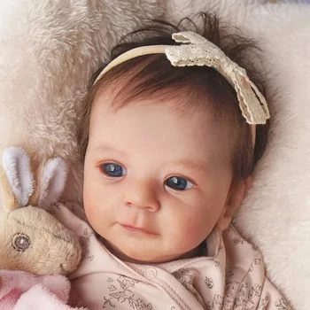 18inch újjászületett baba baba összeg Realisztikus aranyos lány Élénkkék szemek barna hajszövettel nyitva LOL karácsonyi ajándék gyerekeknek