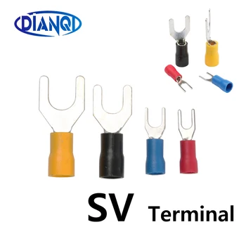 10/50 / 100db SV típusú huzalrugós terminál villa U Y PVC Szigetelő hüvelyek blokk ásó hideg sajtókábel végkrimpelő csatlakozó