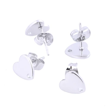 20db szív alakú fülbevaló csaposzlopok és háttámlák rozsdamentes acél DIY fülbevaló csatlakozók ékszerkészítéshez kiegészítők