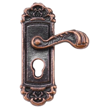 8Pcs Babaház ajtózár 1:12 Alloy Retro House miniatűr ajtózár Babaház bútor kiegészítők Jobb fogantyú ajtózár kulcs