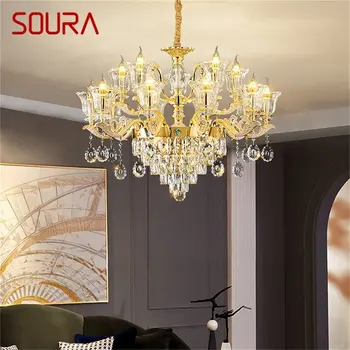 SOURA Modern csillár arany luxus kristály LED gyertya függő lámpa dekorációhoz Home nappali hálószoba Hotel berendezési tárgyak