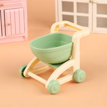 Aranyos Mini 1/12 miniatűr babaház Szupermarket bevásárlókocsi Játék baba Étel Ital kiegészítők Játssz úgy, mintha játszanál