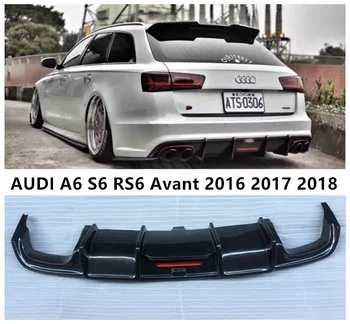  hátsó lökhárító diffúzor AUDI A6 S6 RS6 Avant 2016 2017 2018 csomagtérajtó ajakspoiler valódi szénszálas (LED lámpával)