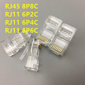 10Pcs RJ11 RJ45 6P2C 6P4C 6P6C 8P8C Telefon Internet moduláris csatlakozó Hálózati csatlakozó