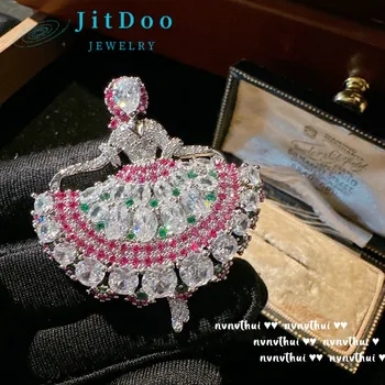 JitDoo Vintage hercegnő szökésben Gem bross nőknek Elegáns esküvői divattű design kiegészítők Kiváló minőségű 2023 Új