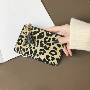 Az új Leopard bőr női pénztárca PU cipzáras pénztárca Női pénztárca többkártyás nyílás