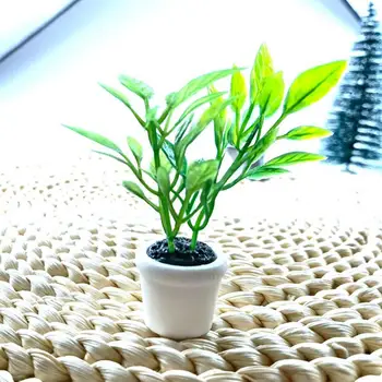 Miniatűr zöld növény szimulált babaház edény növény miniatűr mikro táj cserepes fa modell dísz dekoráció