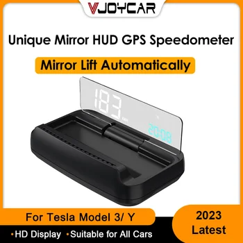 Vjoycar 2023 HUD tüköremelés automatikusan Nagy és tiszta GPS sebességmérő projektor KM / H MPH óra a Tesla Y számára 3 tartozék