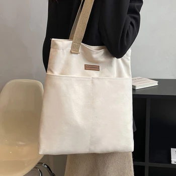 Pamutvászon női vászon bevásárlótáskák Környezetbarát válltáska Nagy kapacitású vintage kézitáska táska táska