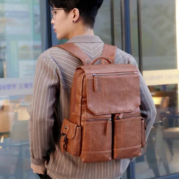2022 Férfi hátizsák márka PU bőr szuper nagy kapacitású divat utazási hátizsák számítógépes táska utazótáskák férfiaknak
