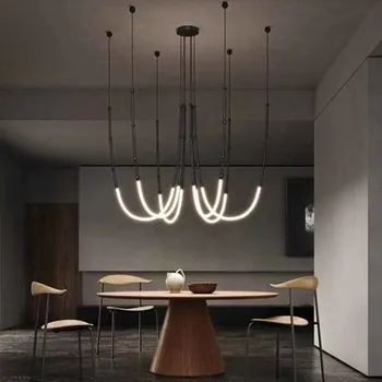 Nordic Villa Led függőlámpák Loft lépcső csillogása Led lámpatestek minimalizmus Bambusz függő lámpa Art Deco beltéri világítótest