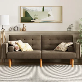 Futon kanapé Átalakítható szekcionált alvó kanapé, Splitback Loveseat kúpos lábakkal, 74