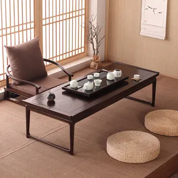 Tatami dohányzóasztal, japán ondol asztal, alacsony asztal, kínai régi szilfa zen öböl ablak asztal, háztartási tömörfa teaasztal