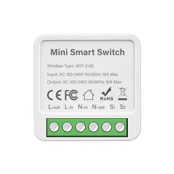 16A Tuya WiFi Smart Switch 2-irányú vezérlés Energy Monitor kapcsolóval Mini Smart Breaker Smart Life Control Alexa a Google Home-on keresztül