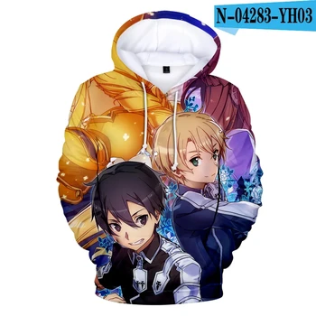 Anime Sword Art Online kapucnis pulóver 3d nyomtatás Férfi / női alkalmi divat pulóverek Gyerek pulóver kapucnis ing Túlméretezett Uniszex ruházat
