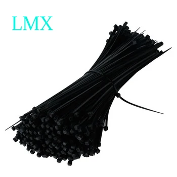 500DB 5 * 200MM önzáró műanyag nylon kábelhuzal fekete fehér szélesség 3.6mm hosszúság 200mm cipzárak