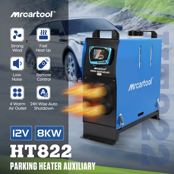 MRCARTOOL HT822 8KW dízel légfűtés 12V All in One LCD kapcsolóval és távirányítóval Kipufogódob parkoló Négylyukú állóhelyzeti fűtés