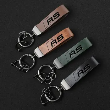 Luxus valódi bőr kulcstartó autó kulcstartó ékszerek Egyedi ajándék RS betűvel RS logóval Az Audi Car számára