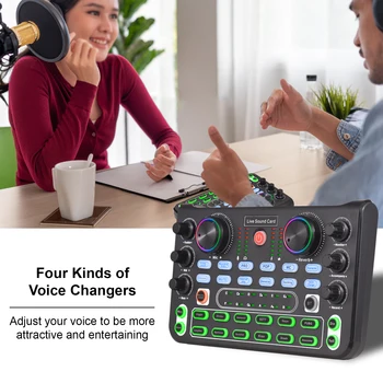  Élő hangkártya Audio Mixer felvétel Asztali éneklés DC 5V 44.1KHz zajcsökkentés jelzőfénnyel a Stream Podcasthoz