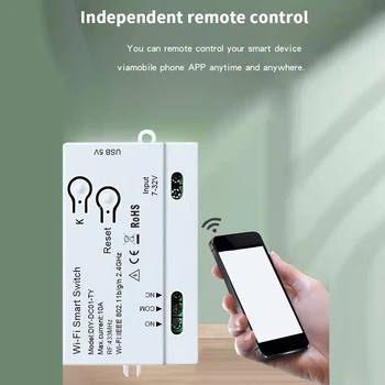 Smart Switch műanyag Tuya Wifi DIY időzítő + távirányító 1CH 7-32V USB 5V 2.4G Wifi Smartlife otthoni automatizálási modul Alexa IFTT-hez