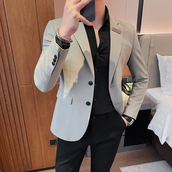 Plus méretű 4XL-M üzleti formális viselet hosszú ujjú blézerdzsekik férfi ruházathoz 2023 Slim Fit alkalmi öltöny kabátok szmokingruha