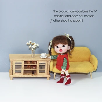 1/12 Babaház miniatűrök TV szekrény állvány asztal Mini szekrény hálószoba Fa játékok Bútor Babák Ház kiegészítők