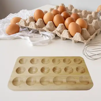 Fa tojástálca 18 lyuk Újrafelhasználható tojástároló doboz Tojásadagoló Tojásdobozok munkalaphoz Konyhai polcszekrény hűtőszekrény