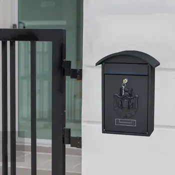 Postafiók Biztonságos zárolású postafiók 26x10x36cm Dekoratív levélszekrény Fekete