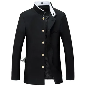 Mellű fekete kabát Vékony tunika kabát Férfi egyedülálló főiskola új2022 Blazer japán iskolai egyenruha