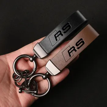 Luxus valódi bőr kulcstartó autó kulcstartó ékszerek Egyedi ajándék RS betűvel RS logóval Az Audi Car számára
