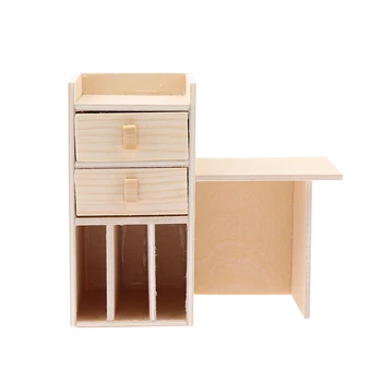 1/12 Babaház szimulációs tanulmányi asztal irodai íróasztal könyvespolc babaház Mini fa bútor modell babák hálószoba tanulmányi jelenet dekoráció