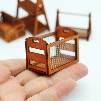 1/12 Babaház üreges vashálós tárolódoboz miniatűr tárolókosár modell babák ház kiegészítők
