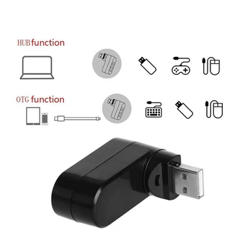 3 portos USB 2.0 hub USB portelosztó USB 2.0 bővítő 90°-180° -ban forgatható laptop PC-hez Táblanyomtató kamera