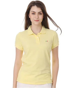 Új hölgyek nyári 100% pamut rövid ujjú hajtókás póló alkalmi hímzett zászló logó Kiváló minőségű vékony póló felső pólók 4XL