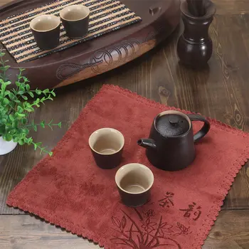 Teaszőnyeg 4 szín Négyzet alakú Egyszerű Vintage Kínai stílusú Mosható Puha 30*30cm Forró eladó Teaware Népszerű Home Alap Print Design Új