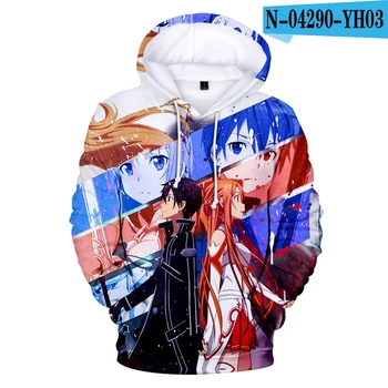Anime Sword Art Online kapucnis pulóver 3d nyomtatás Férfi / női alkalmi divat pulóverek Gyerek pulóver kapucnis ing Túlméretezett Uniszex ruházat
