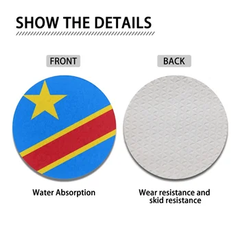 Kongói ország zászló minta Víz alátétes poliészter puha szennyeződésálló prémium szövet 2db csésze pad univerzális illeszkedés autó teherautó furgon