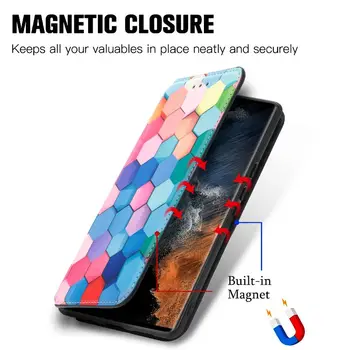 Flip Wallet tok színes telefontok Samsung Galaxy A91 A90 A80 A73 A72 A71 A70 A53 A52 A51 mágneses összecsukható telefontok