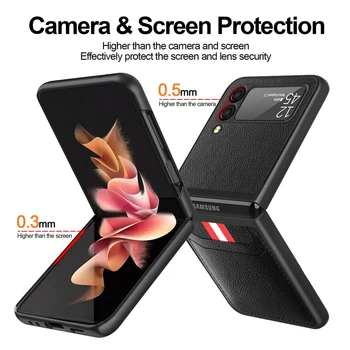 Samsung Z Flip 3 tükröződésmentes luxus bőrtáska tok Samsung Galaxy Z Flip 3 5G Flip3 vékony kártyatartóhoz Telefon tartozékok