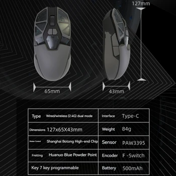 new WINGS ARENA WA07 vezeték nélküli kettős módú egér Pioneer Shield PAW3395 Esports játék irodai RGB háttérvilágítású, ergonomikus, 7 gombos múzsák